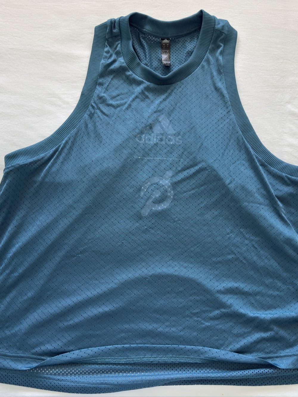 Peloton x Adidas Teal Mesh Athletic Tank Top